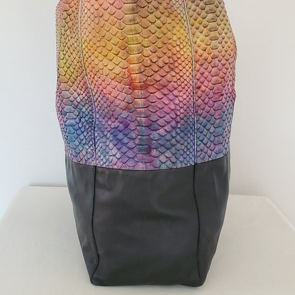 Celine cabas leather python snake skin tote XL phantom blue pink purple rainbow - Picture 8 of 15